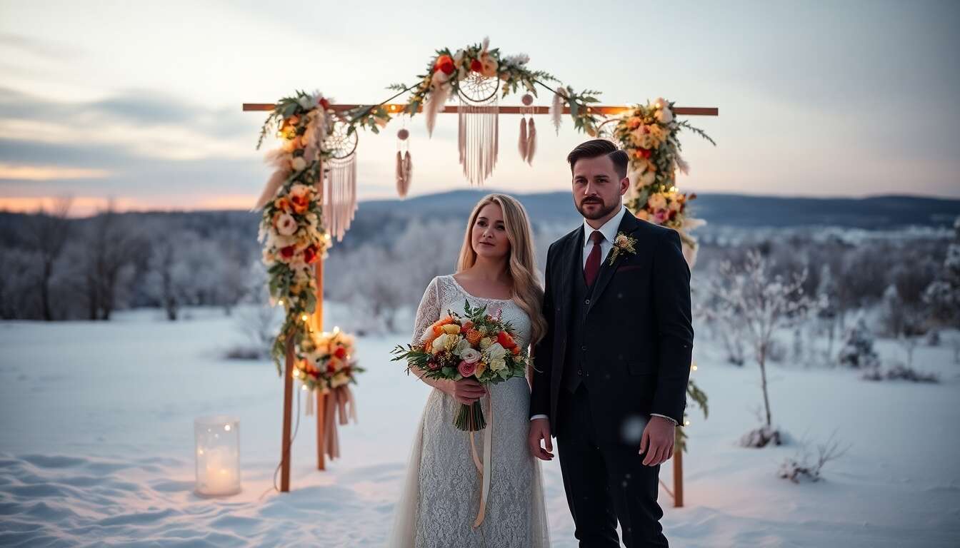 Mariage Boho Romantique Sous la Neige