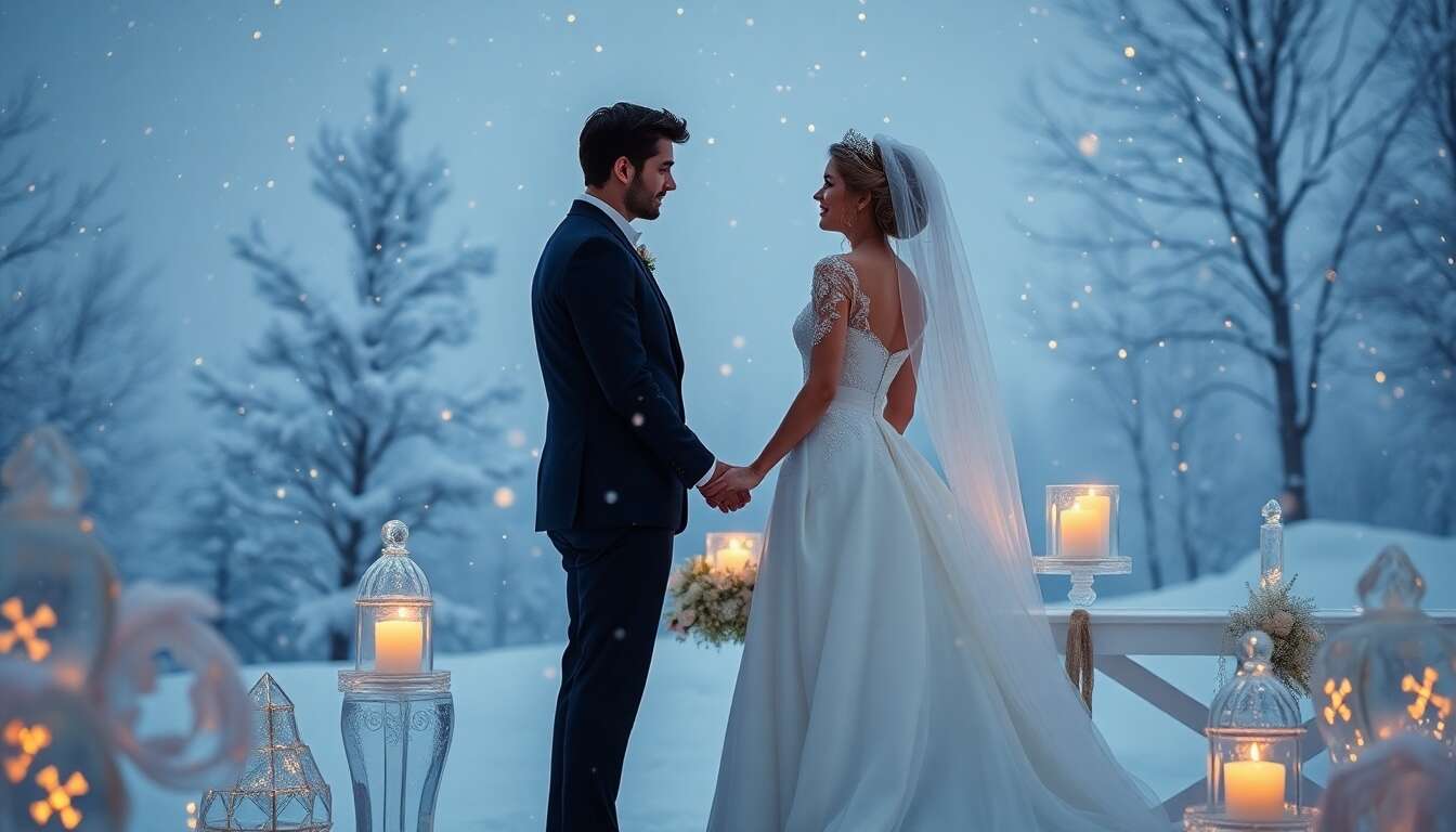 Mariage romantique et glamour sous la neige : tendances actuelles