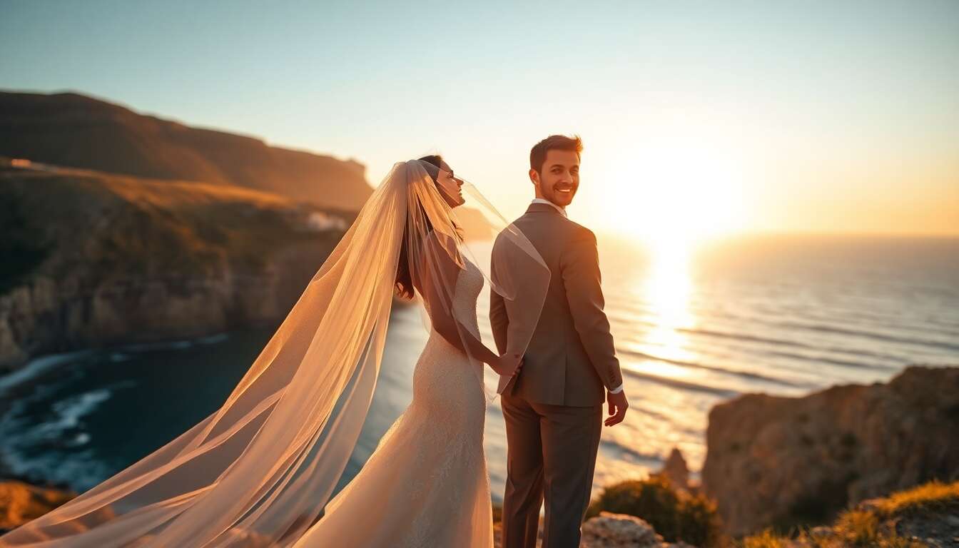 Endroits idylliques pour photos de couple de mariage