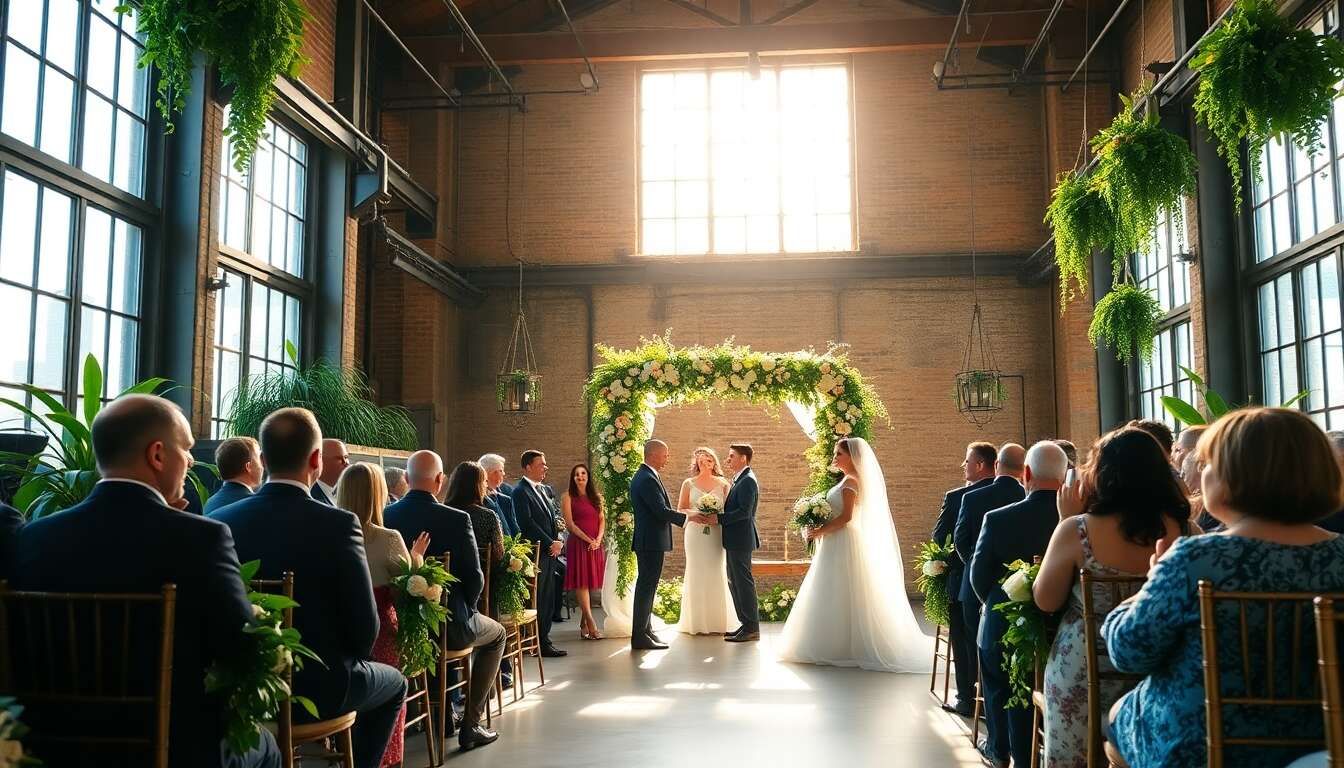Mariage végétal : célébration unique dans une usine rénovée