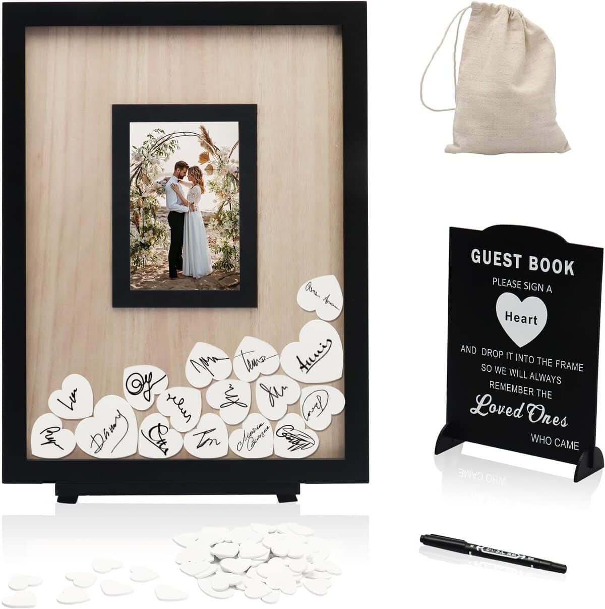 Avis sur le livre d'or de mariage Hymenex avec cœurs en bois