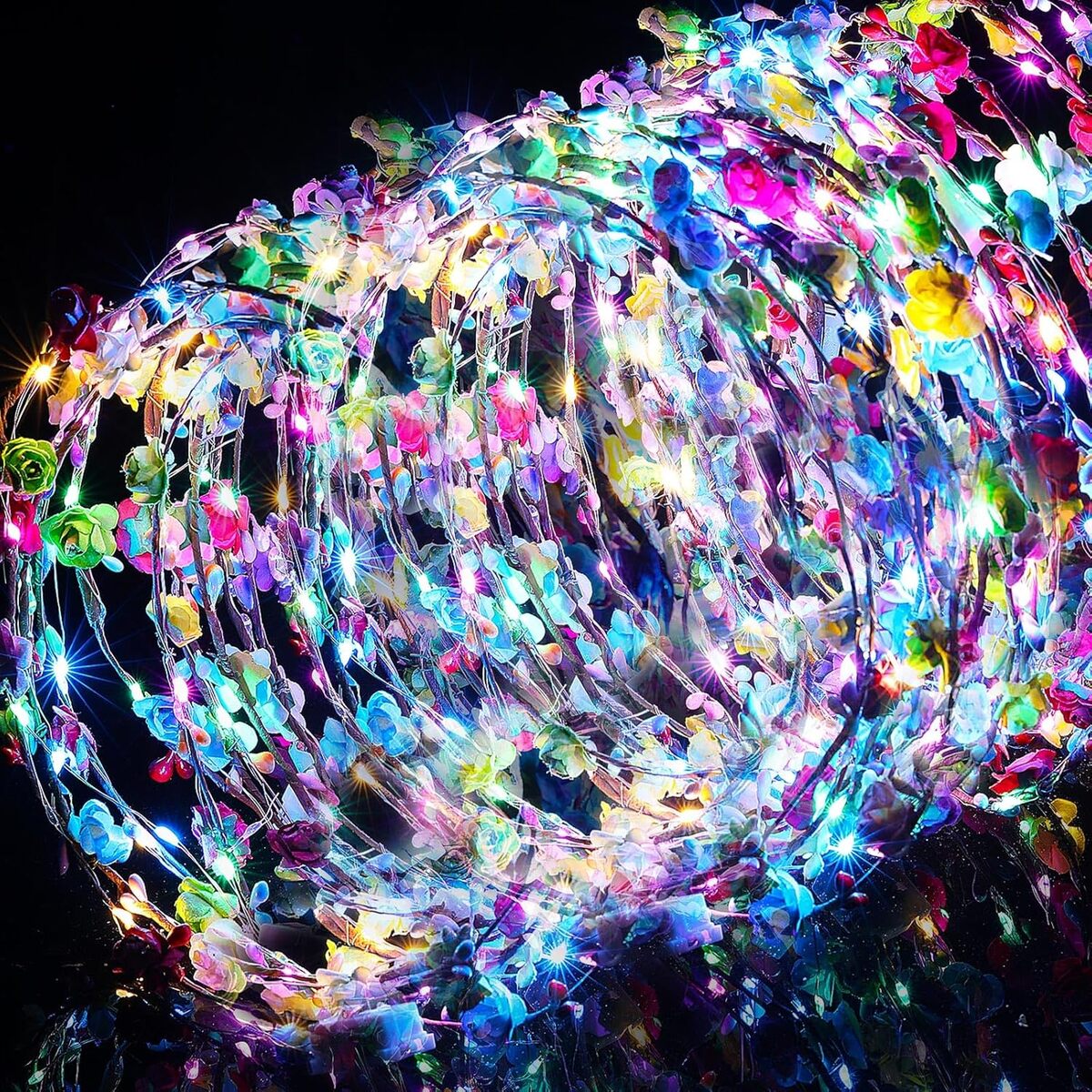 Avis sur le lot de 64 serre-têtes multicolores à LED