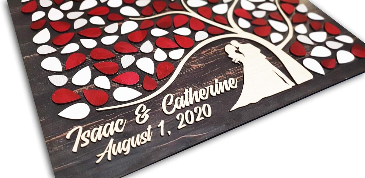 Avis : livre d'or de mariage arbre en bois personnalisé