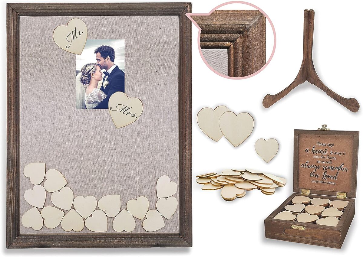Avis PMPX livre d'or de mariage avec cœurs en bois