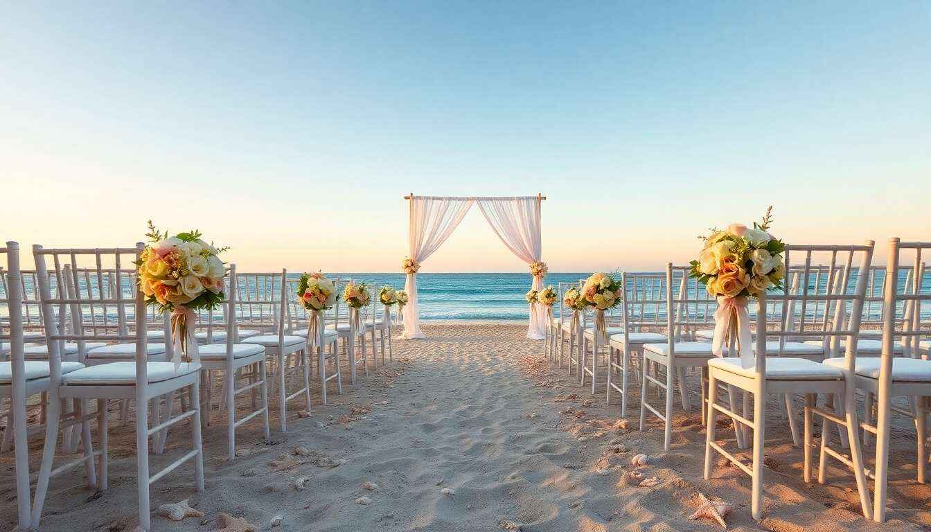 Id&eacute;es de d&eacute;coration pour un mariage sur le th&egrave;me "plage