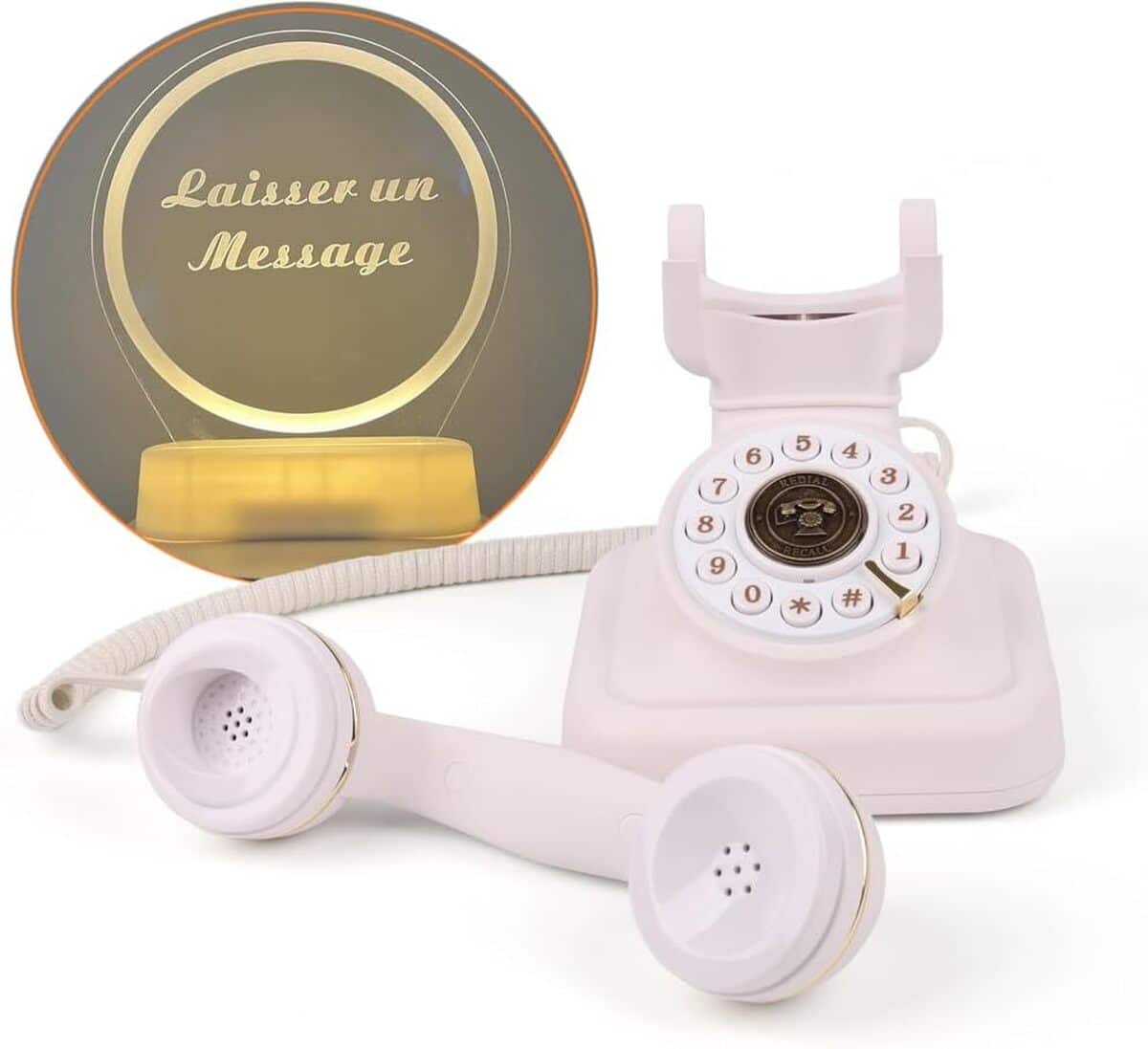Test du téléphone de livre d'or audio rétro blanc