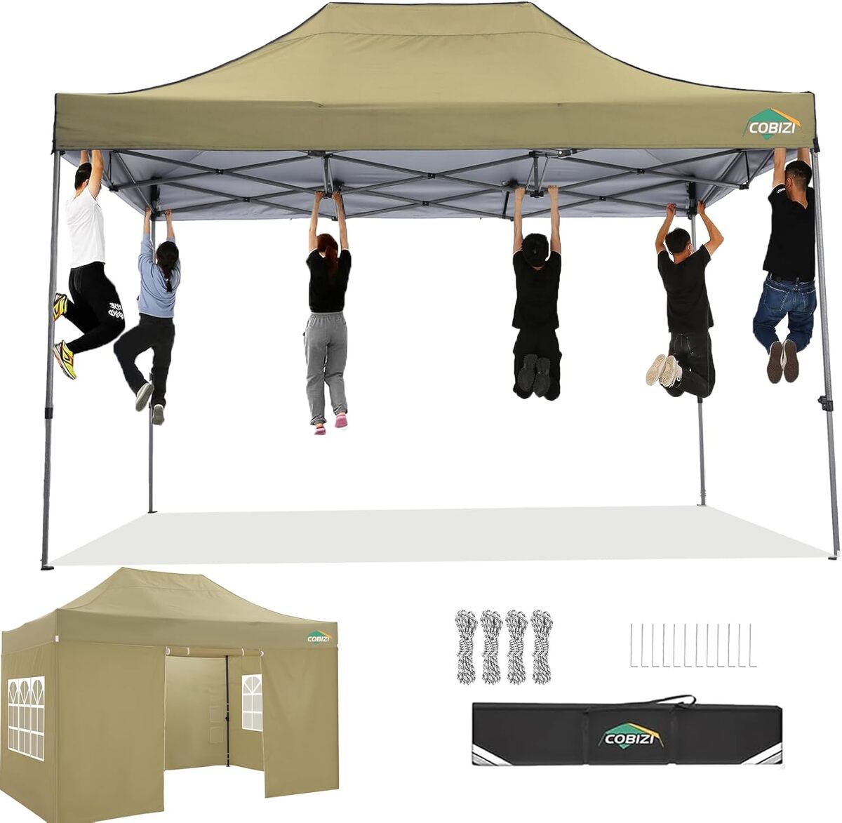 Test : tonnelle de jardin COBIZI 3x4.5 étanche khaki