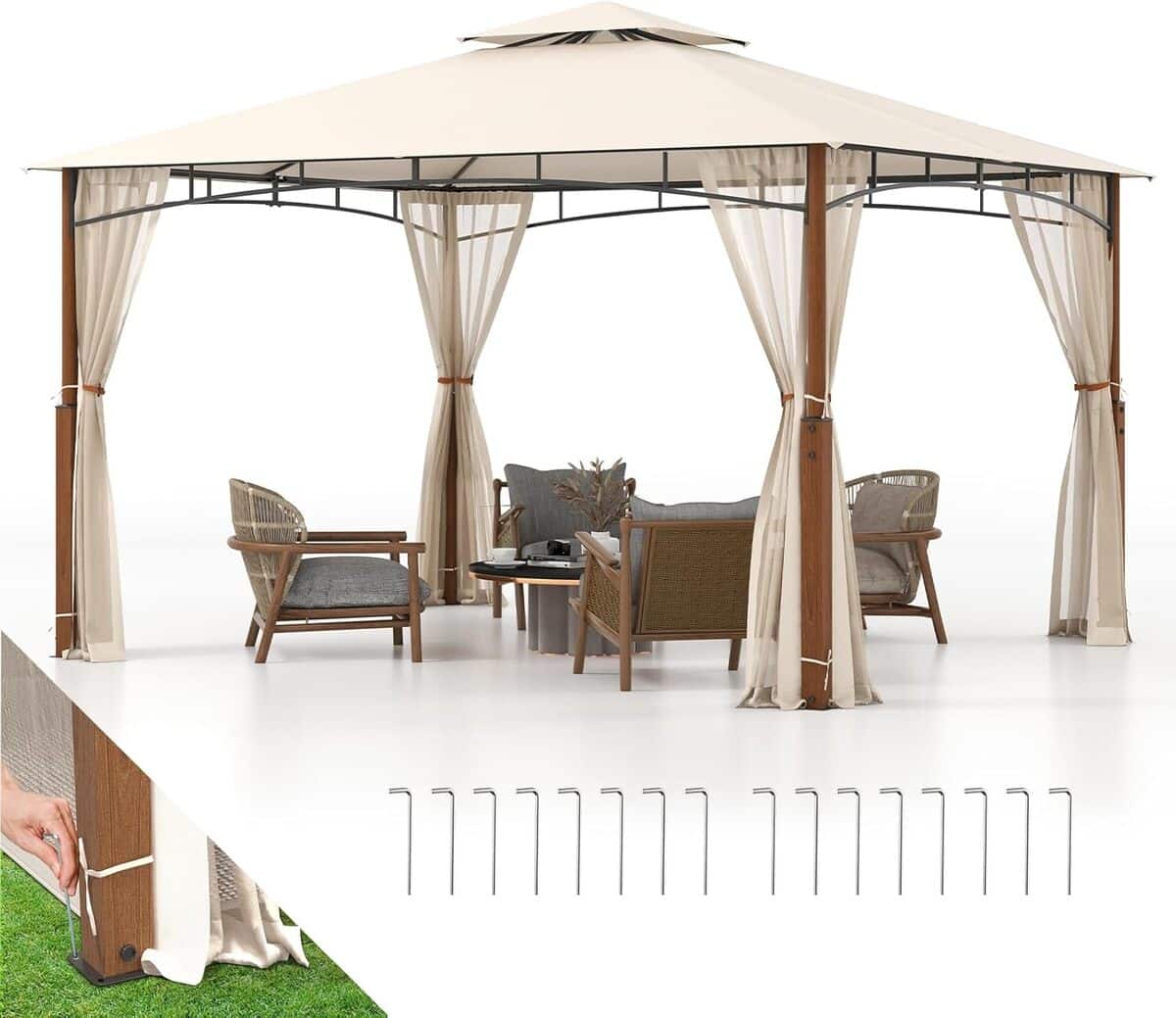 Test : tonnelle de jardin Relax4Life avec moustiquaires, double toit et cadre en métal