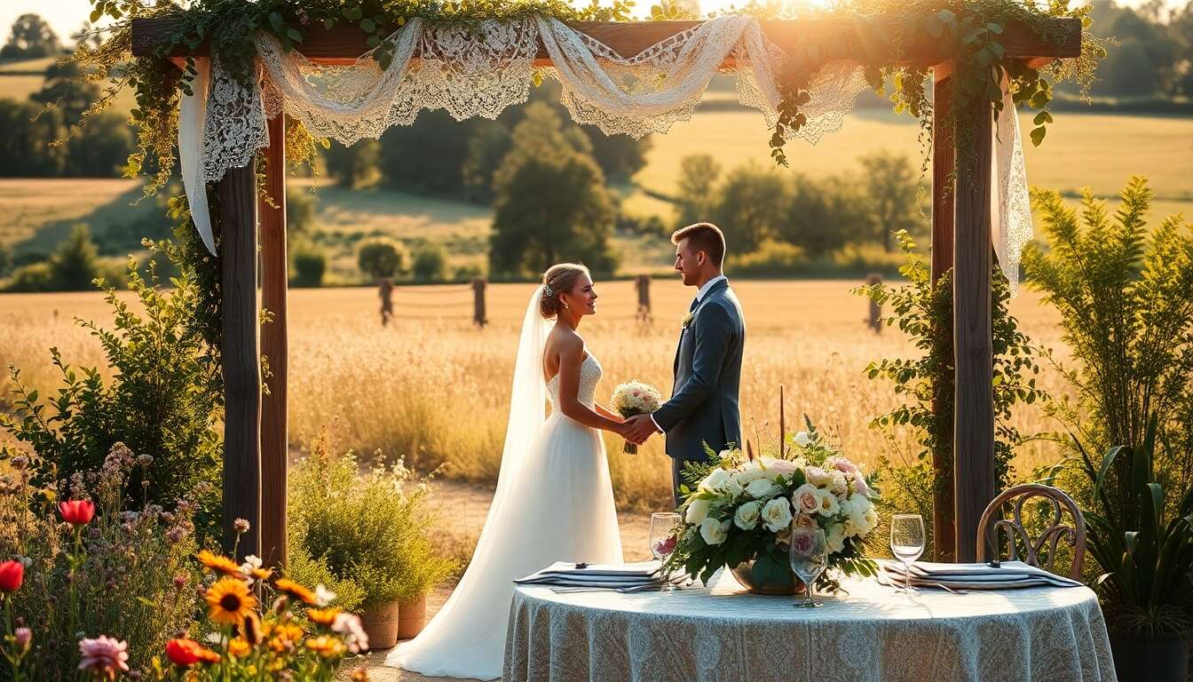 Mariage Champêtre : retour aux Sources Romantiques et Élégant