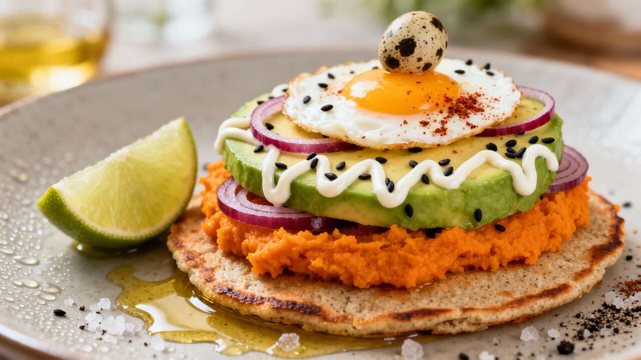Blinis burger de patate douce et avocat