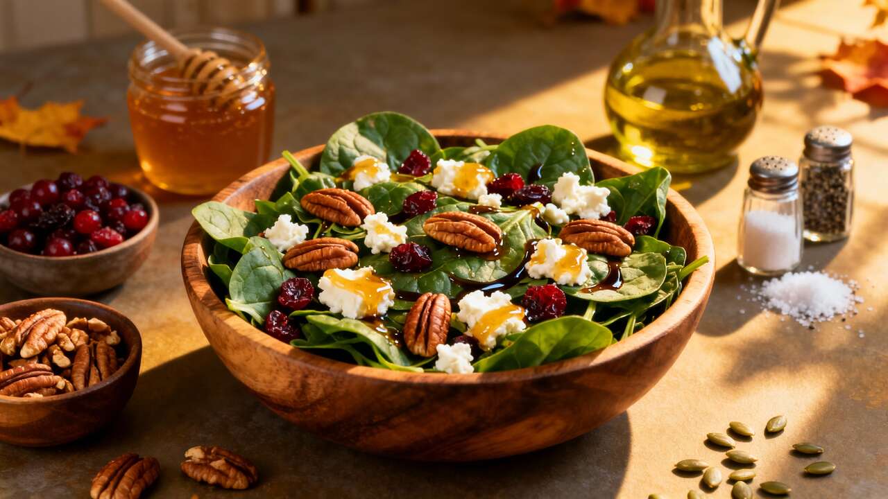 Salade automnale aux épinards : recette gourmande