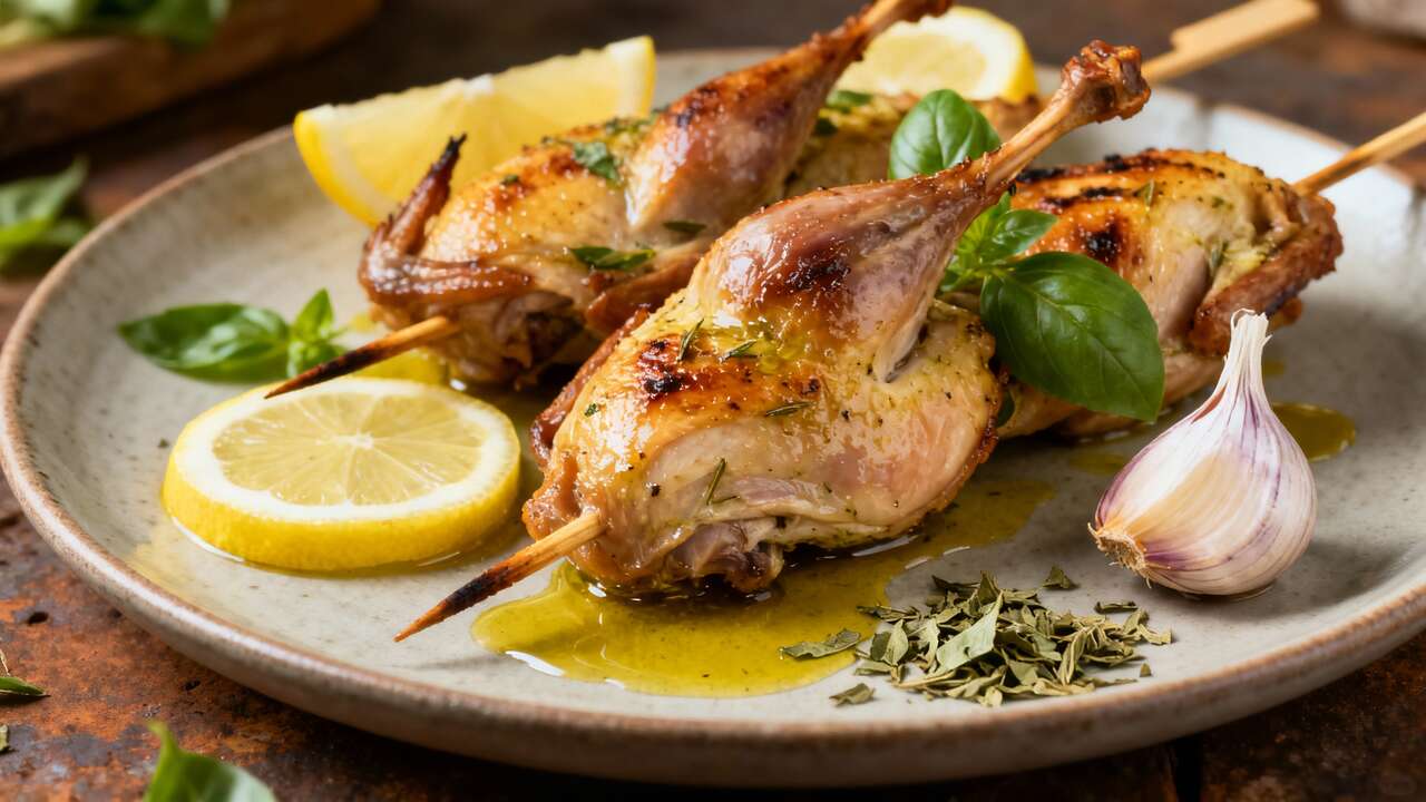Brochette de faisan marinée au citron et basilic