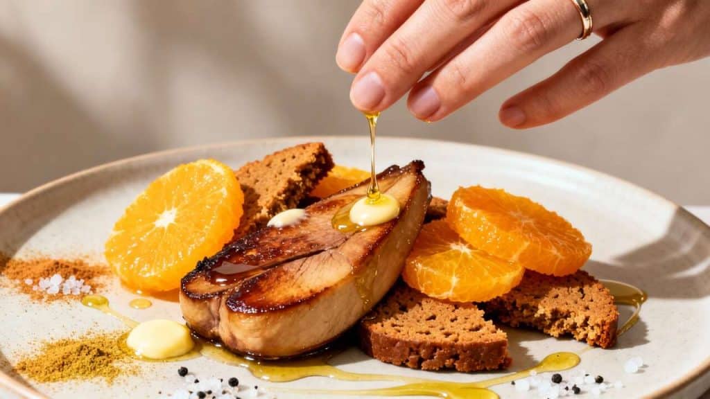 Foie gras poêlé au pain d'épices et suprêmes d'orange : recette gourmande