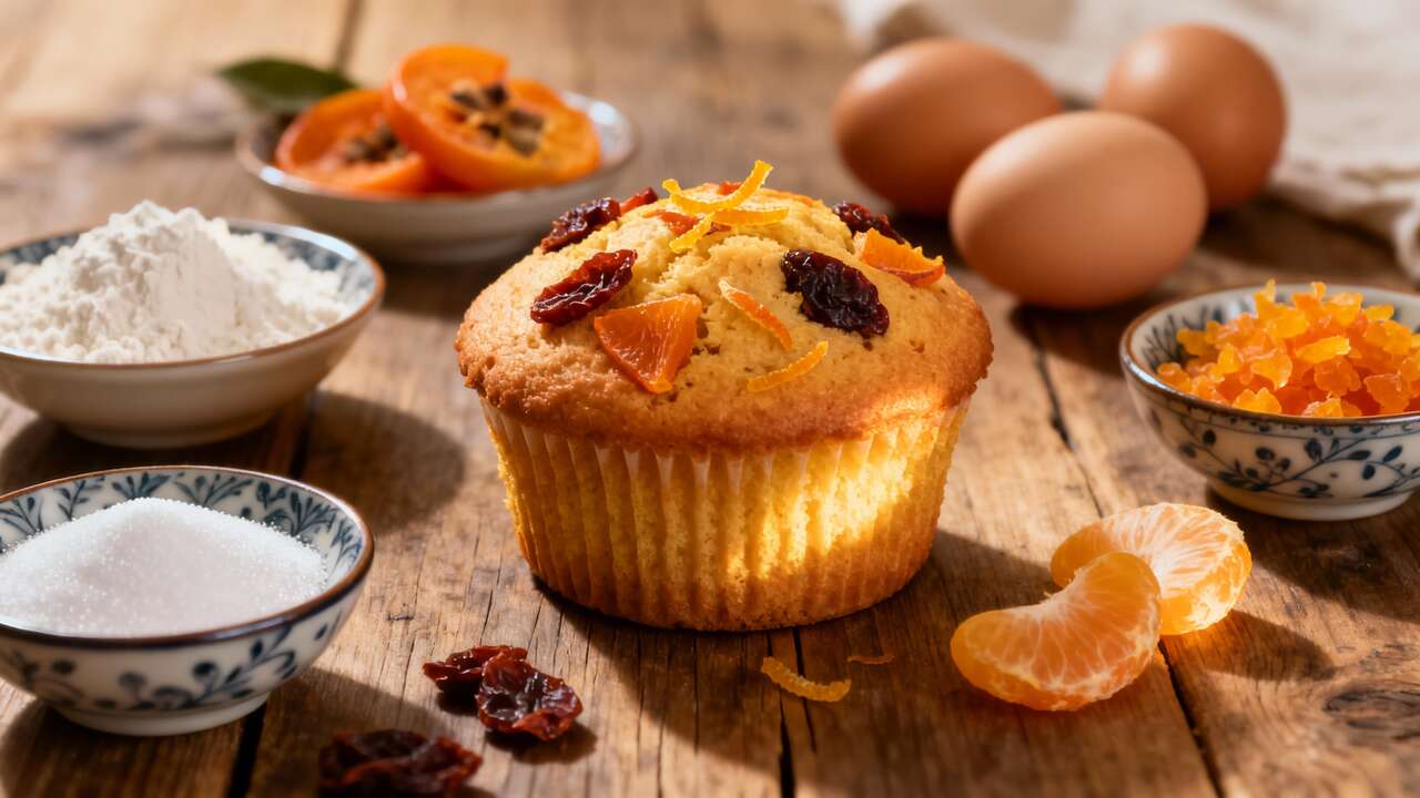 Muffins Fondants au Kaki et à la Mandarine