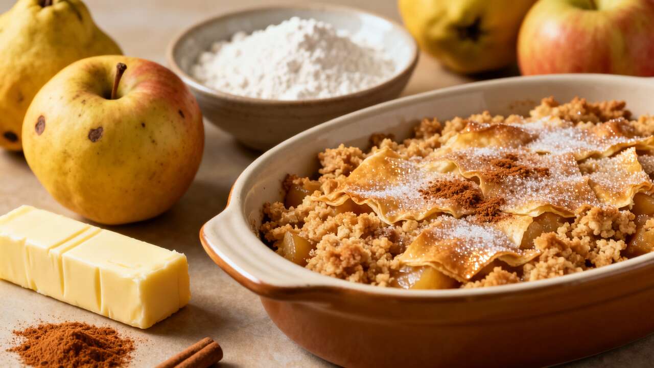 Crumble pomme-coing : recette facile et gourmande