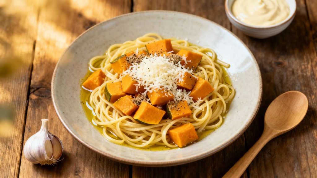 Linguine à la crème de courge potimarron : recette gourmande