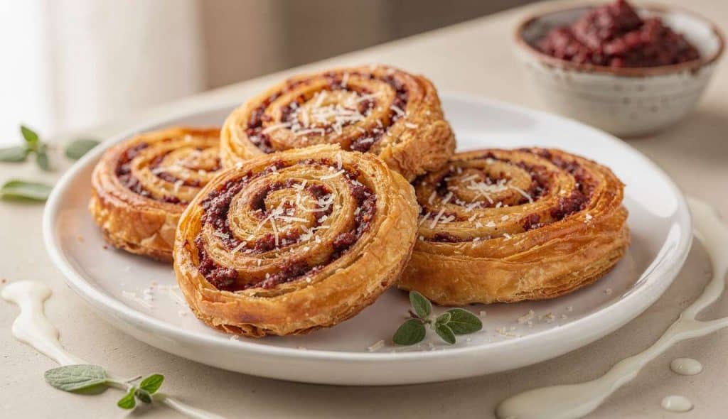 Recette de palmiers à la tapenade rouge : savoureux biscuits salés