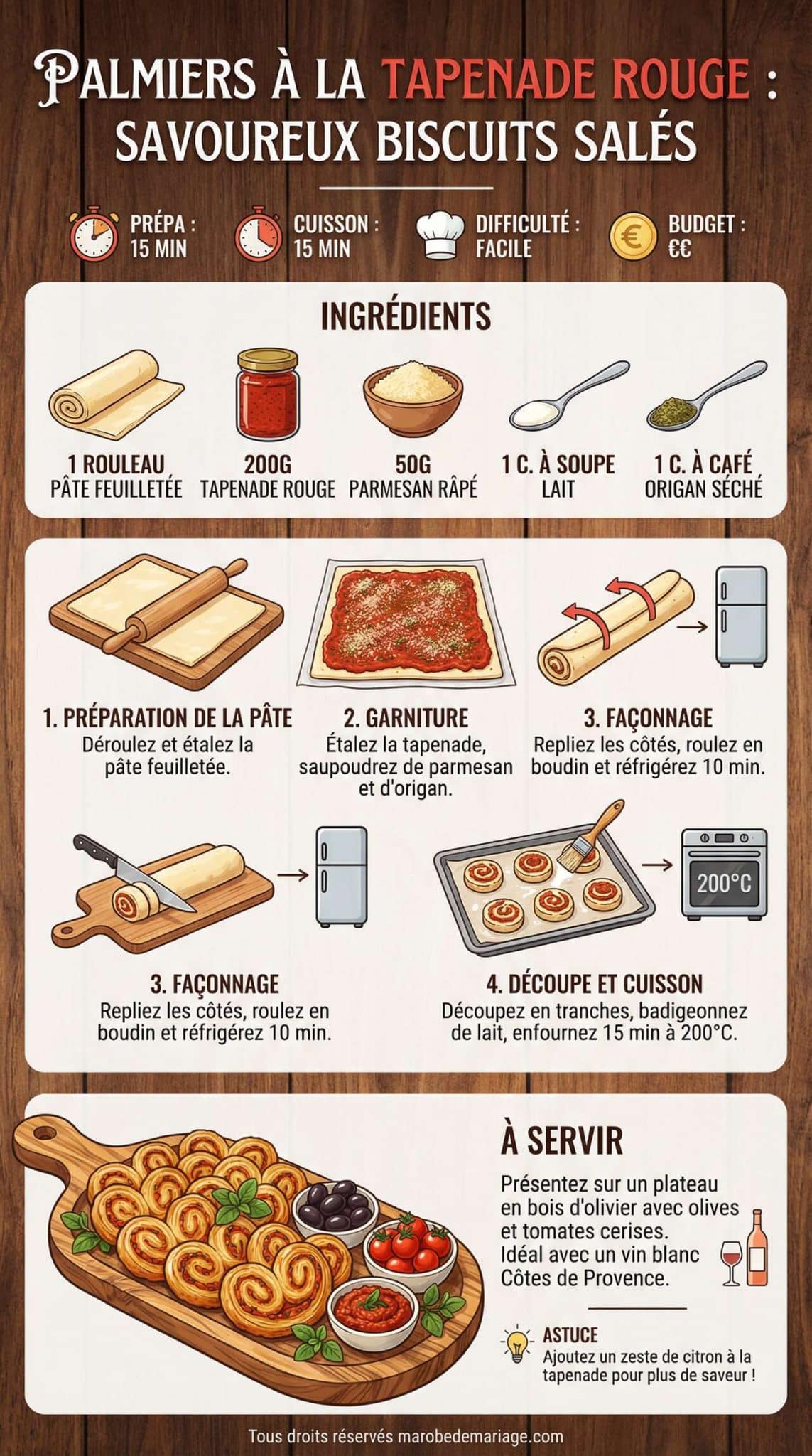 Fiche recette Recette de palmiers &agrave; la tapenade rouge : savoureux biscuits sal&eacute;s