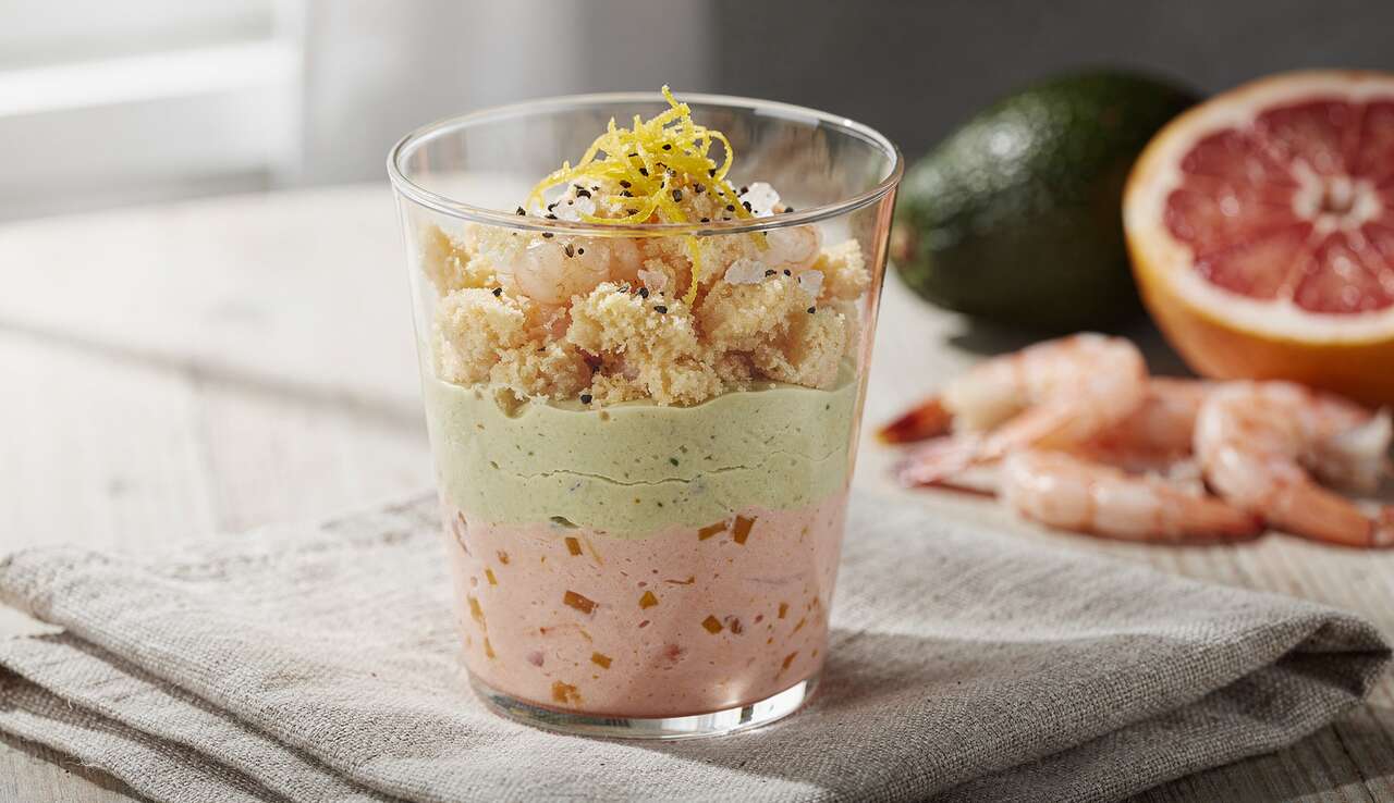 Recette Verrines Avocat, crevettes et Pamplemousse