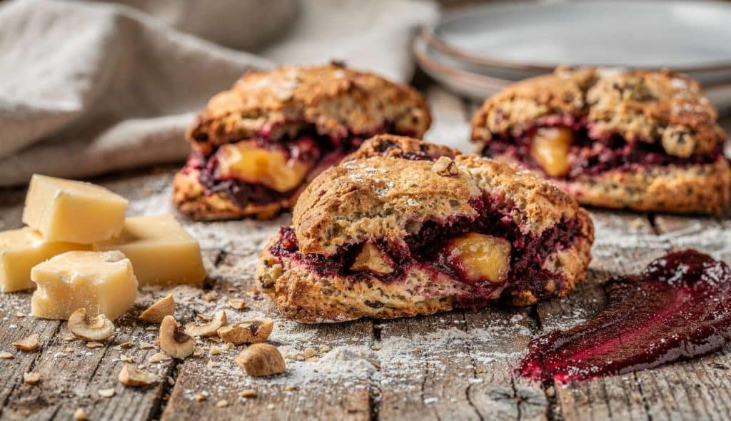 Recette de scones à la betterave, gouda et noisettes