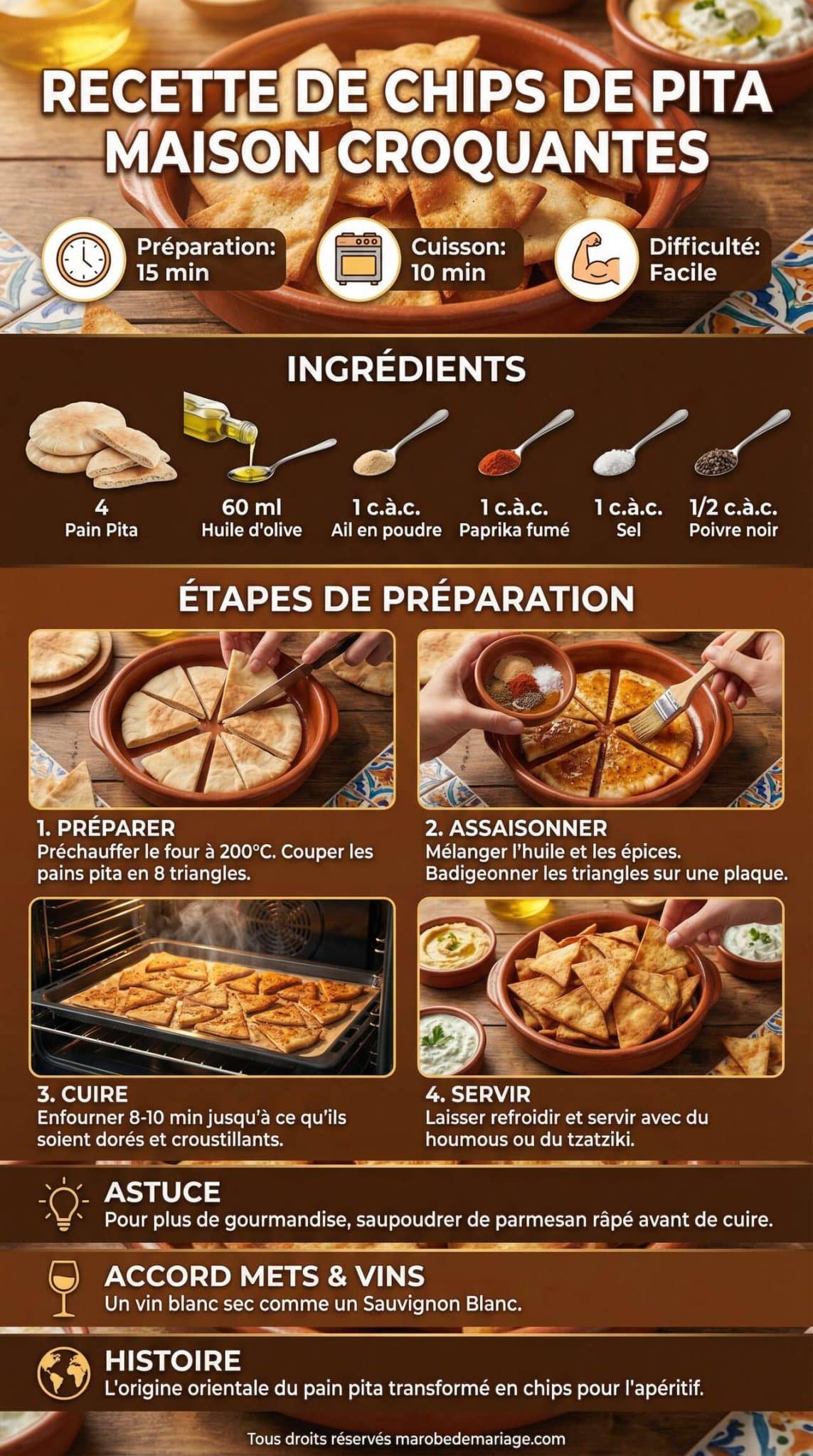 Fiche recette Recette de Chips de Pita Maison Croquantes