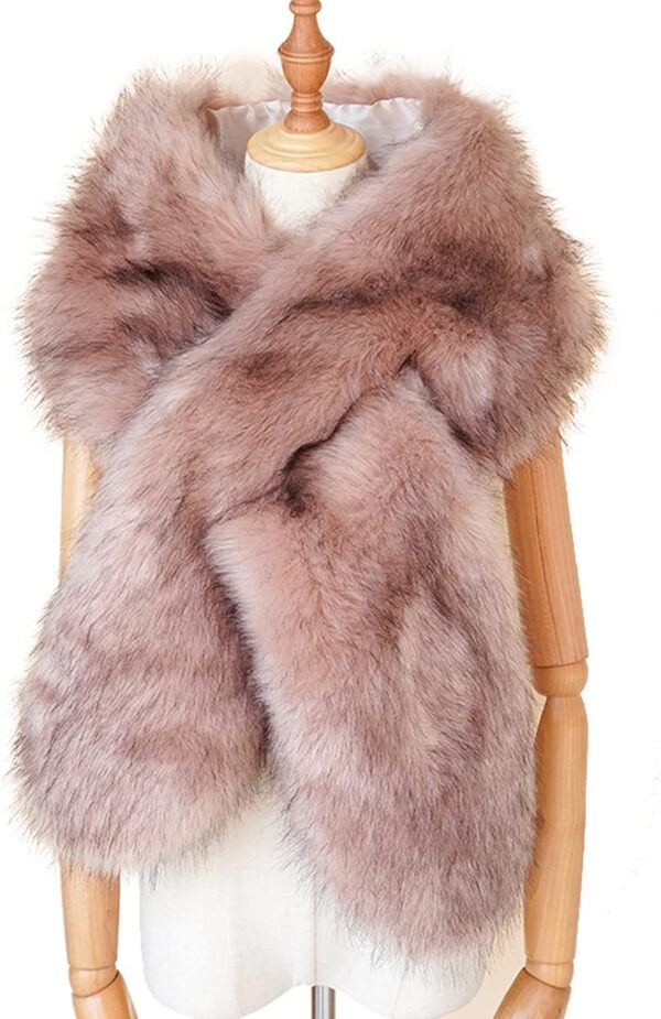 Col en fausse fourrure pour femme - Manteau d'hiver en fausse fourrure - Écharpe de soirée - Châle années 1920, A - Rose, taille unique