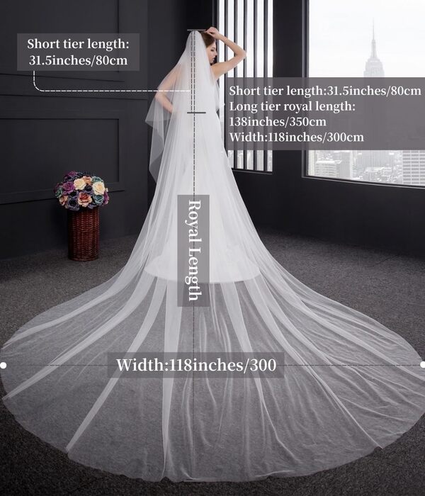 EllieHouse Femmes Voile de Mariée à 2 Étages Voile de Mariage Simple avec Peigne en Métal L11