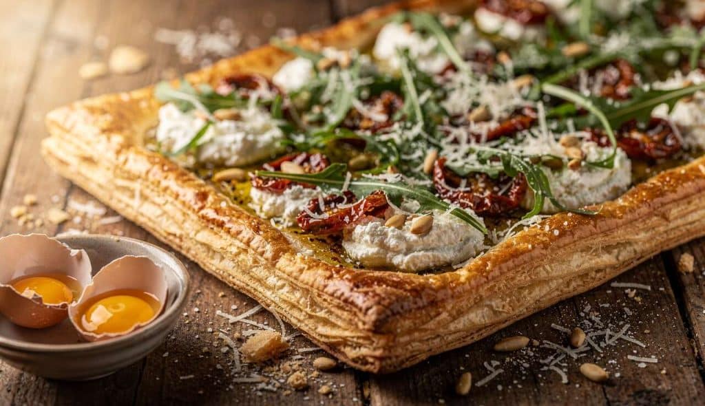 Tourte à la Roquette et Tomates Séchées : recette Gourmande