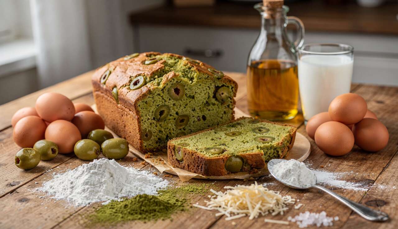 Recette : cake Thé Matcha et Olives Vertes