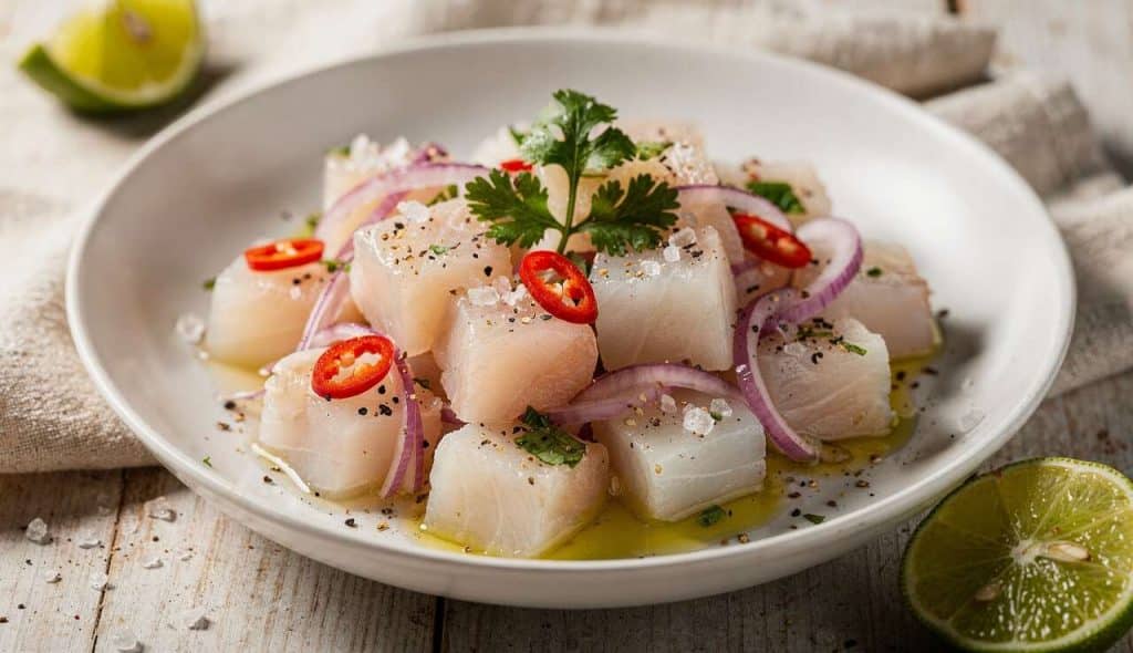 Ceviche de cabillaud et lieu noir : recette fraîche et savoureuse