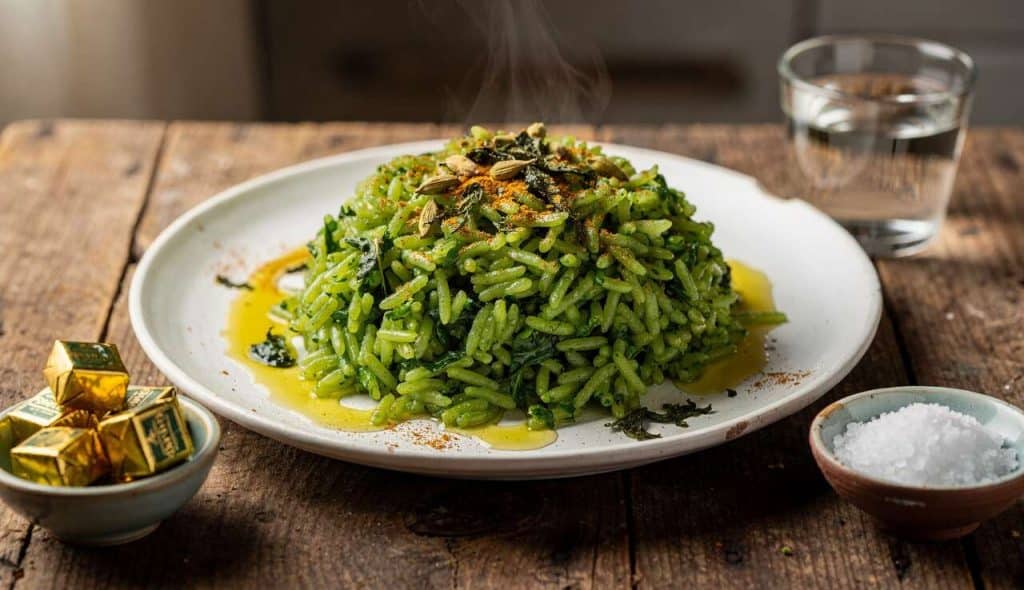 Riz Vert aux Épinards et Cardamome : recette Végétarienne Savoureuse