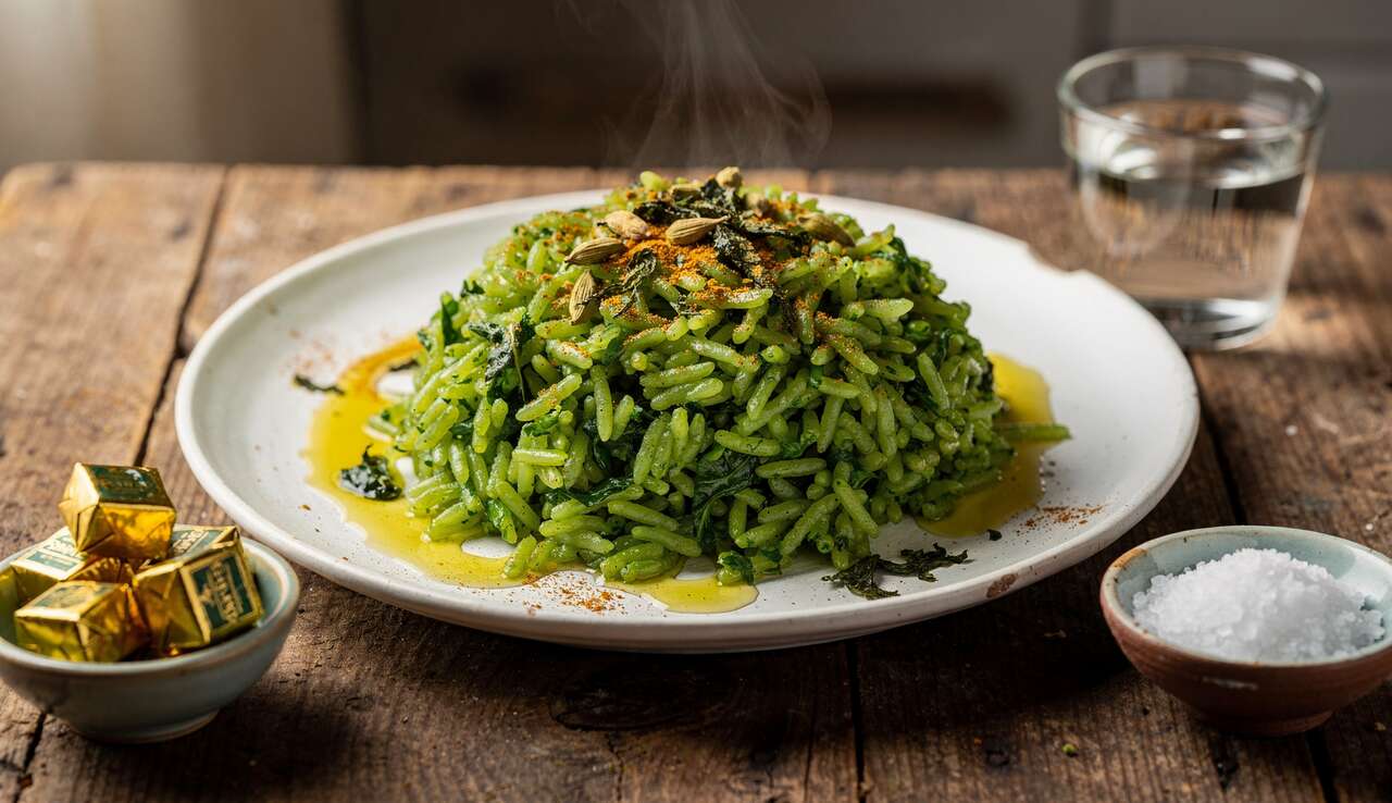 Riz Vert aux Épinards et Cardamome : recette Végétarienne Savoureuse