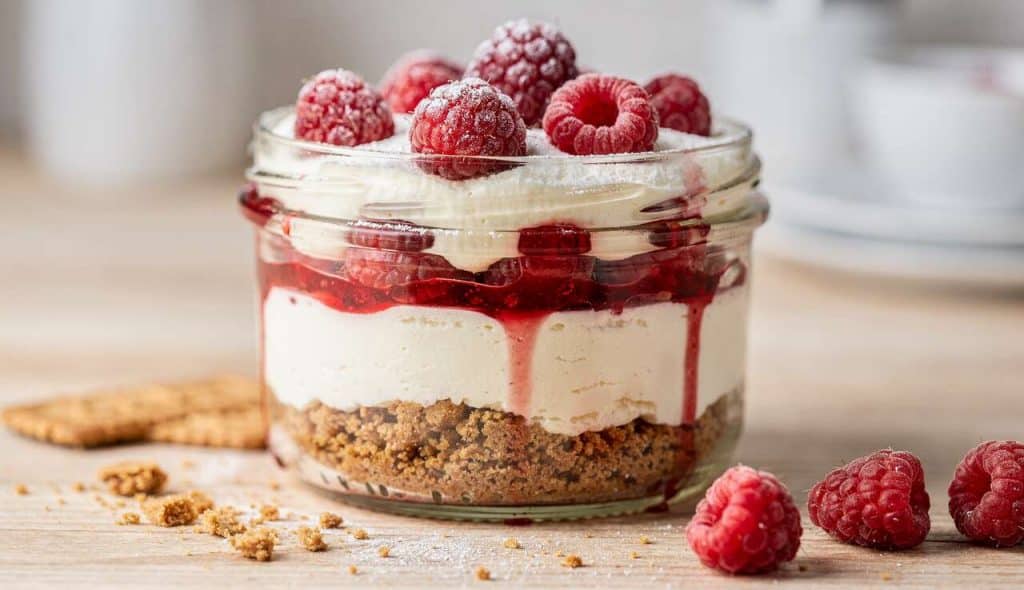 Recette de verrine cheesecake framboises