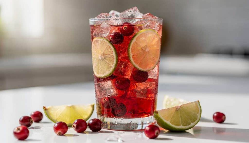 Cocktail Detox Sans Alcool Cranberries et Citron Vert