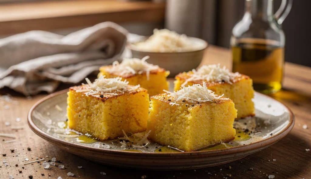 Carrés de polenta au lait de riz : recette gourmande