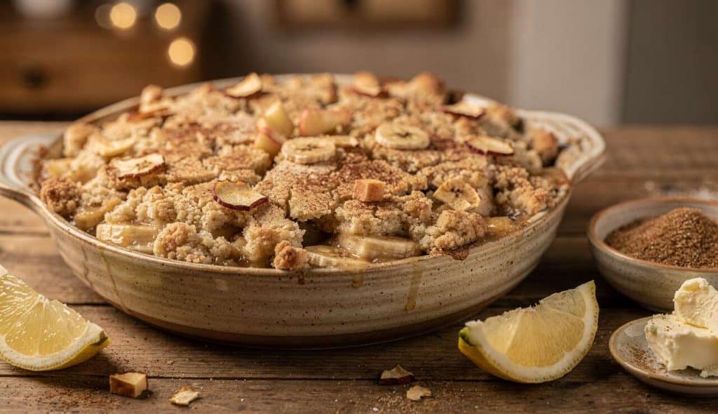 Crumble pomme banane citron : recette gourmande et facile