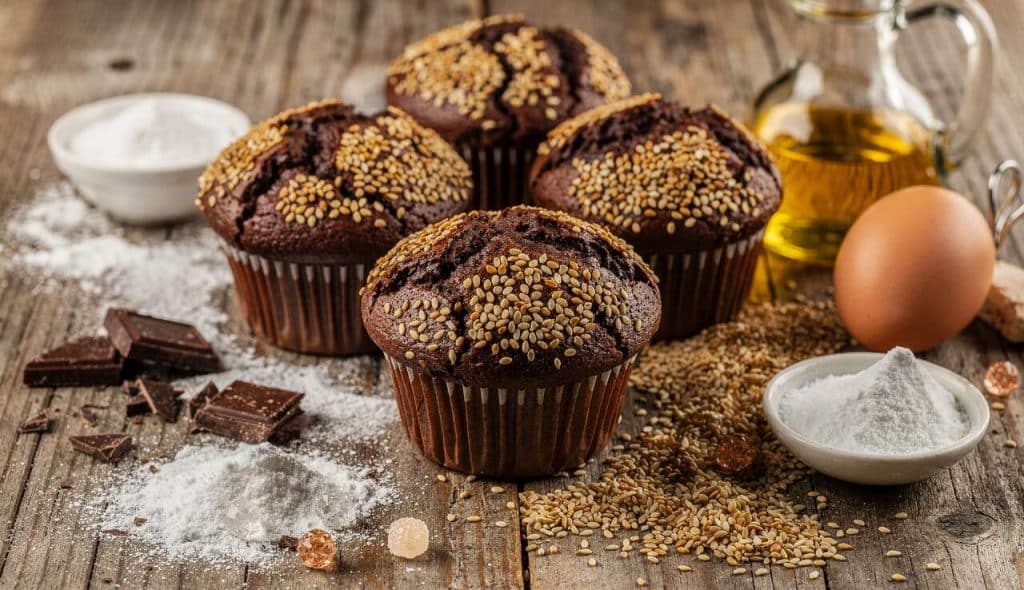 Recette de muffins chocolat sésame blond