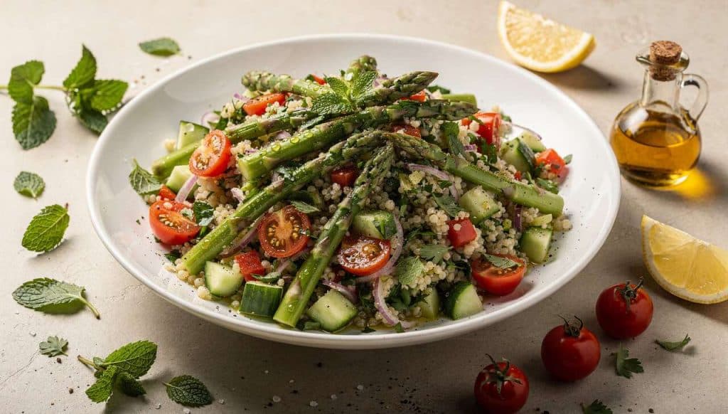 Taboulé printanier aux asperges des bois : recette fraîche et savoureuse
