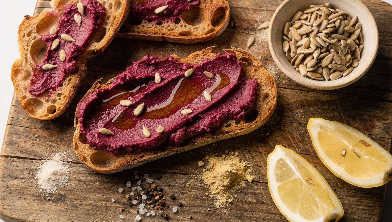 Tartinade de betterave, graines de tournesol et gingembre