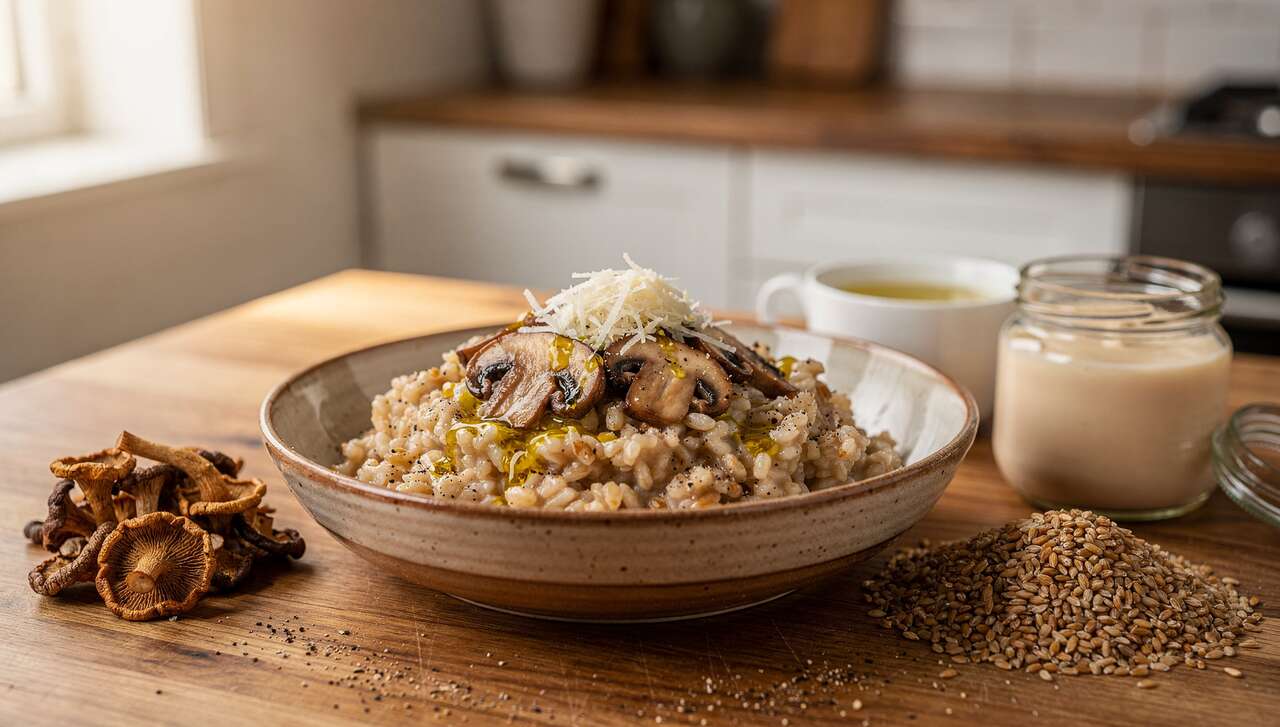 Recette de risotto de petit épeautre aux champignons