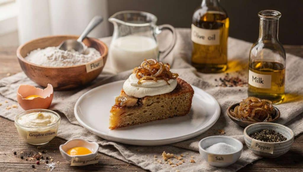 Cake à la crème de gruyère et aux oignons caramélisés