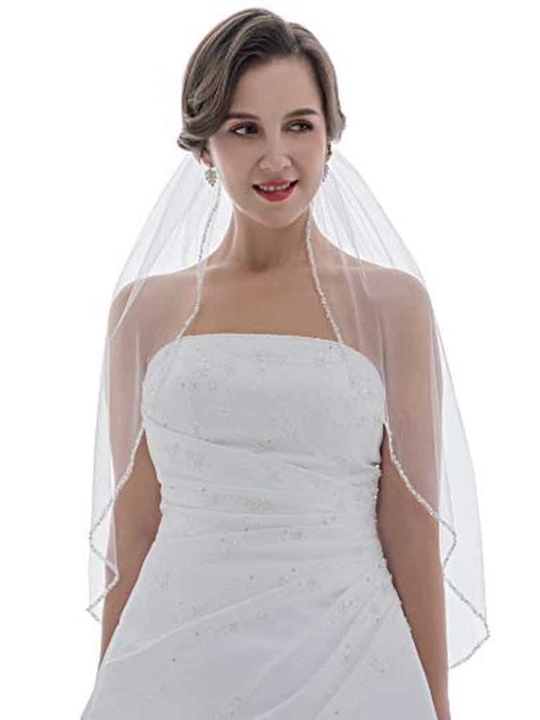 Avis sur le voile de mariée Samky Elbow Length 30" avec perles de cristal