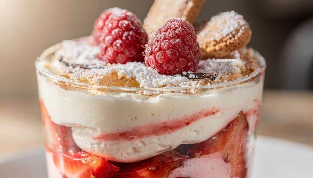 Verrine mousse fraise framboise mascarpone : recette délicieuse