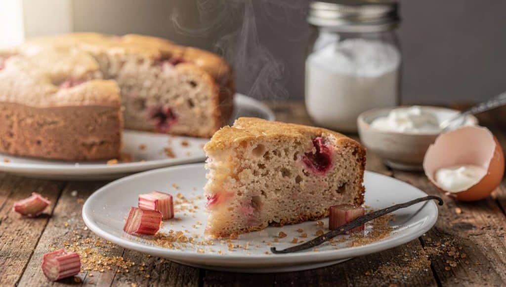 Gâteau light à la rhubarbe : recette légère et savoureuse