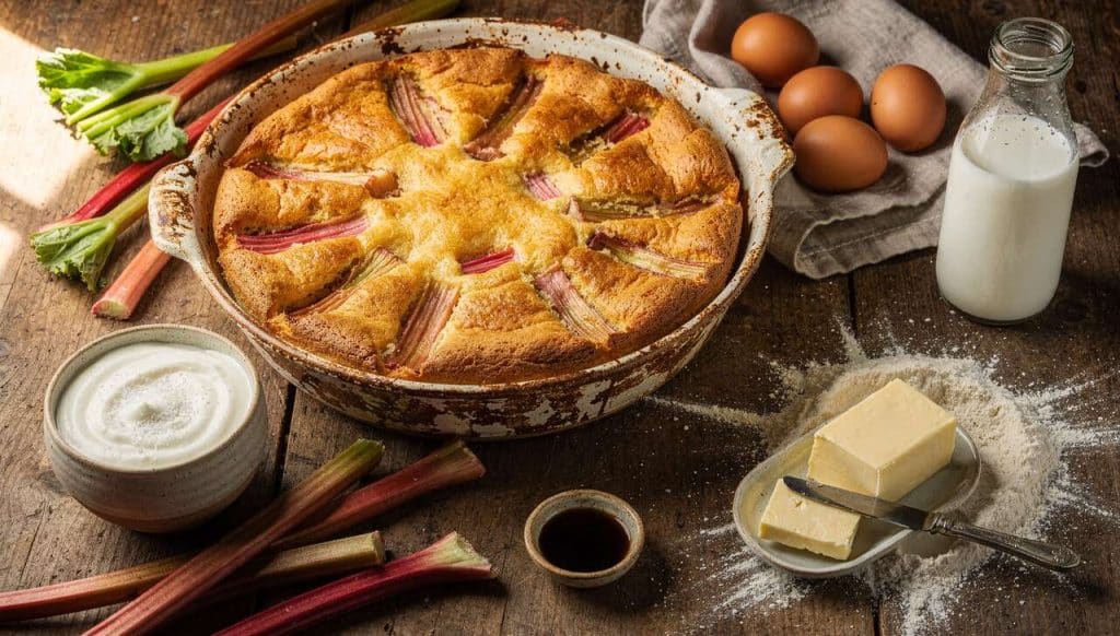 Clafoutis rhubarbe vanille : recette au yaourt de brebis
