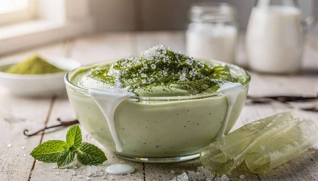 Petites crèmes à la menthe et thé matcha : recette gourmande