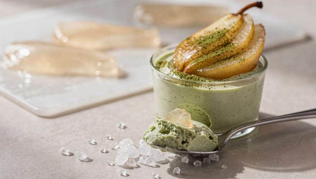 Mousse matcha aux poires : recette gourmande