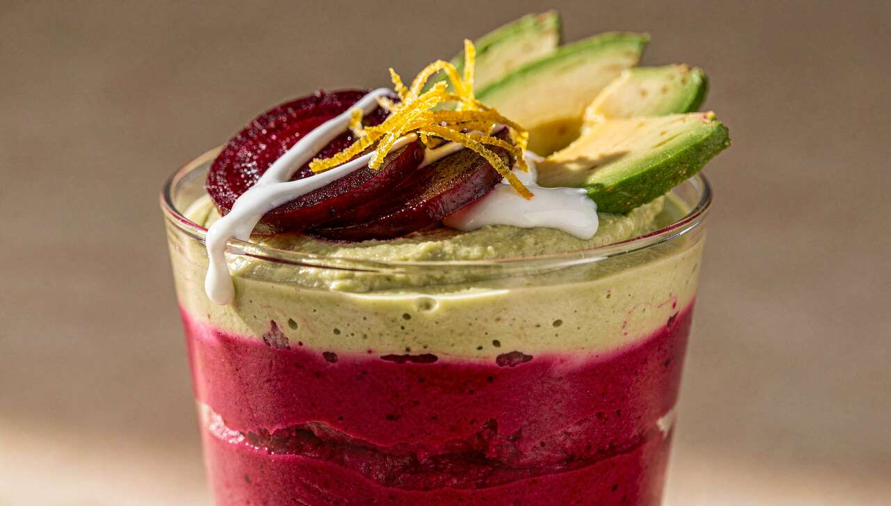 Recette de verrine : mousse de betterave et avocat