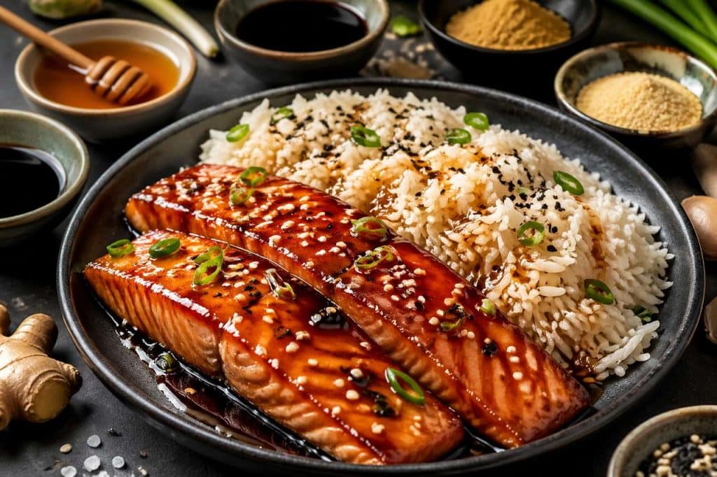 Saumon laqué balsamique et riz basmati : recette facile