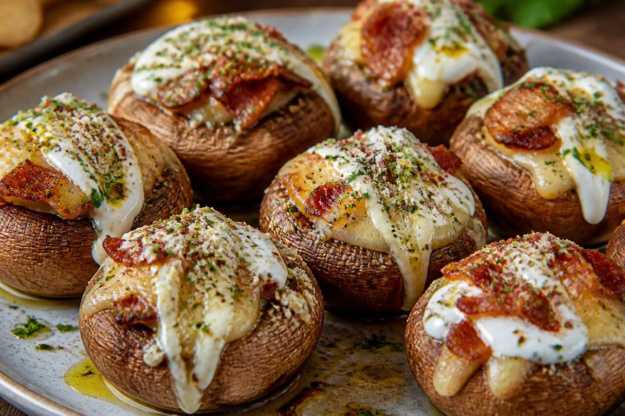 Champignons farcis au lard et fromage : recette savoureuse